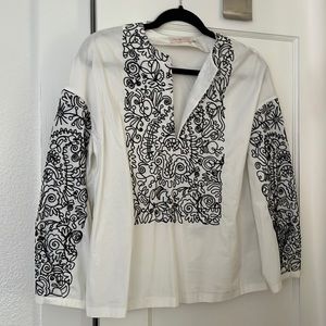 Tory Burch white embroidered  tunic, size 2
